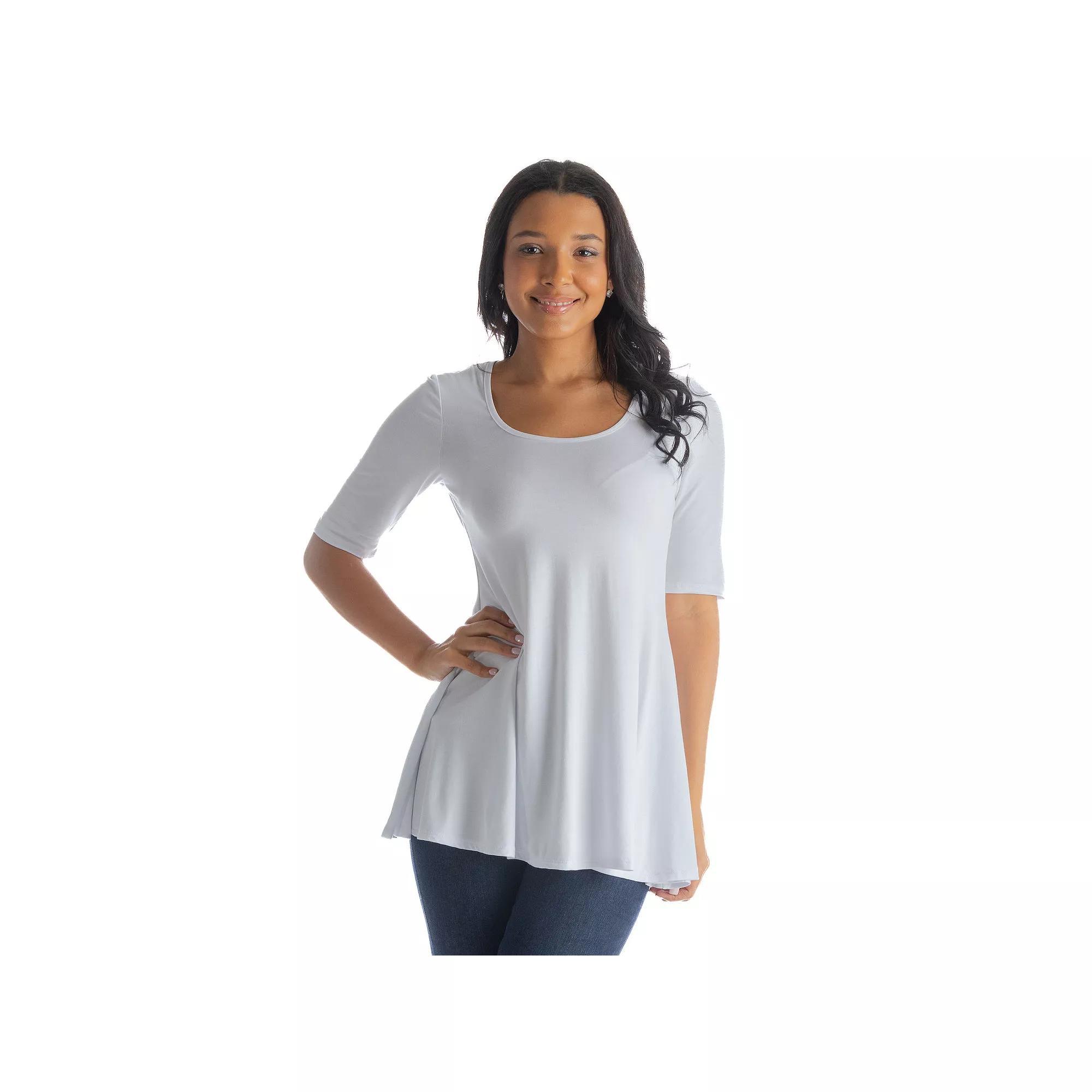 Womens 24Seven Comfort Apparel Elbow Sleeve Swing Tunic Top Product Image