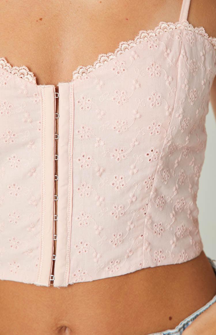 Lucia Pink Broderie Crop Top Product Image