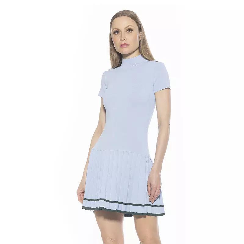 Women's ALEXIA ADMOR Devika Mockneck Pleated Knit Dress, Size: XL, Halogen Blue Product Image