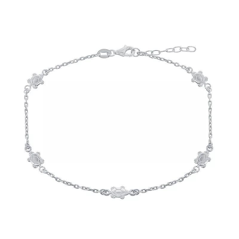 Sterling Silver Turtles Anklet, Women's, Size: 9" Product Image