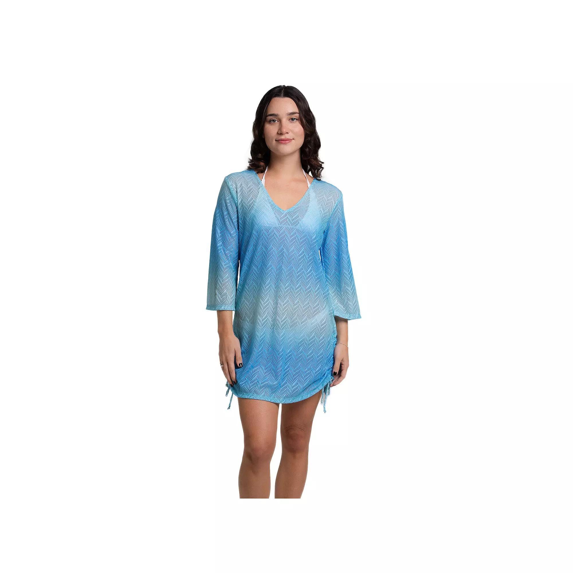 Women's Portocruz V-Neck Tunnel Side Tunic Swim Cover Up, Size: Large, Blue Product Image