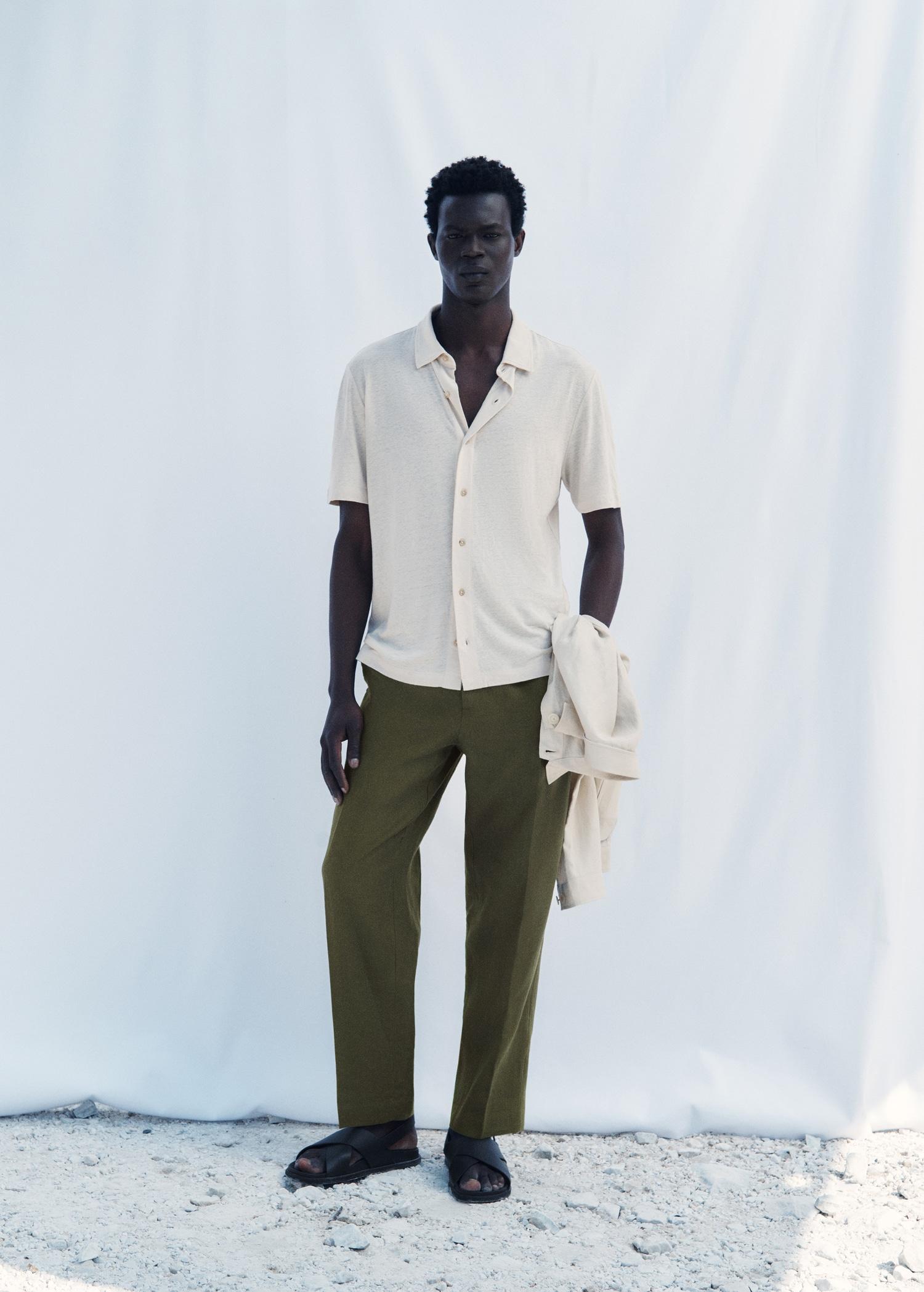 100% linen regular-fit trousers - Men | MANGO USA Product Image