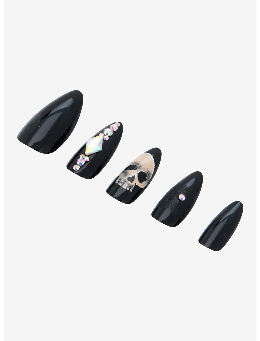 Blackheart Black Skull Rhinestone Press-On Nail Set Product Image
