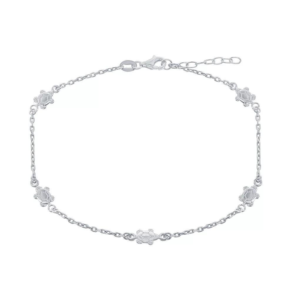 Sterling Silver Turtles Anklet, Women's, Size: 9" Product Image