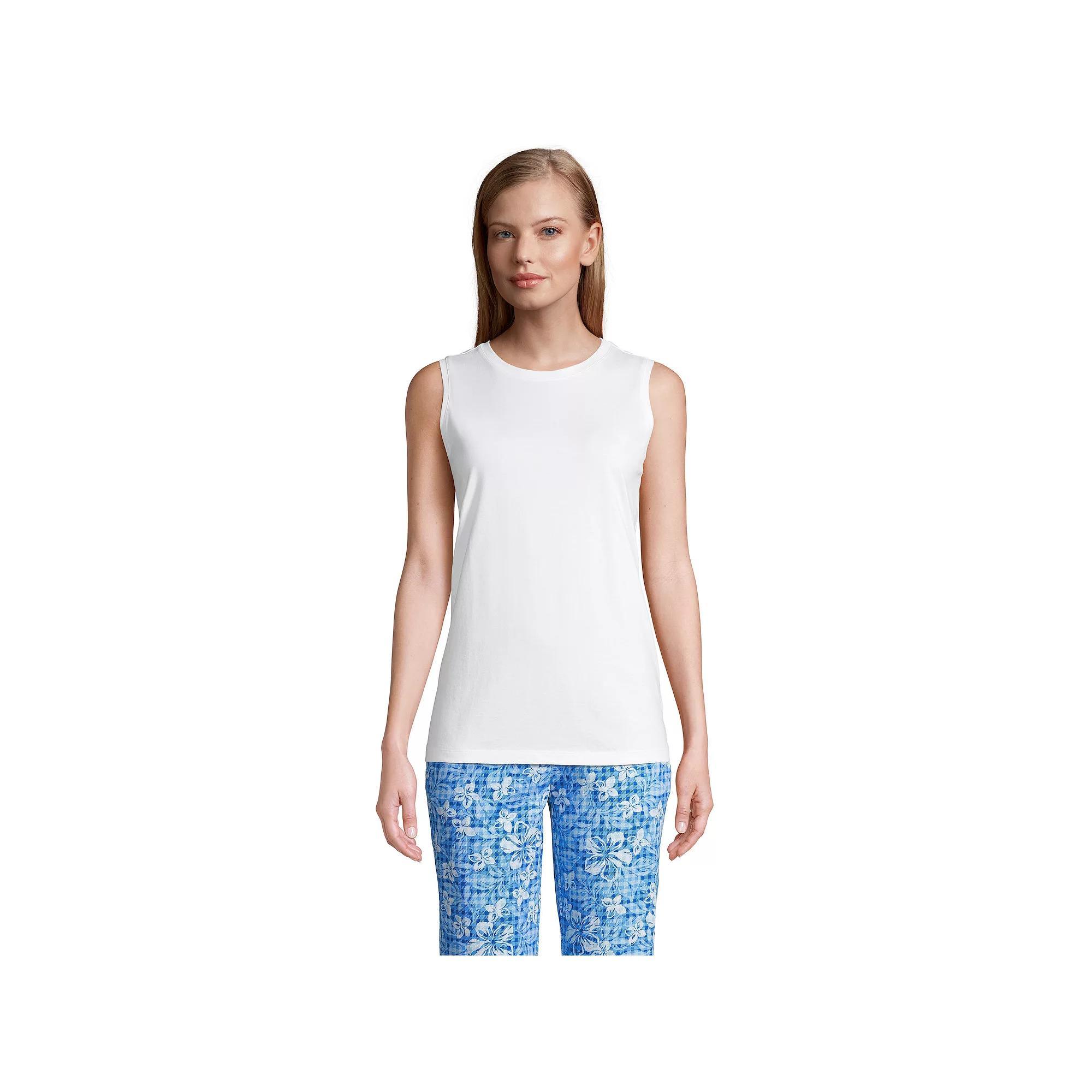 Petite Lands' End Power Performance Tunic Tank Top, Women's, Size: Medium Petite, White Product Image