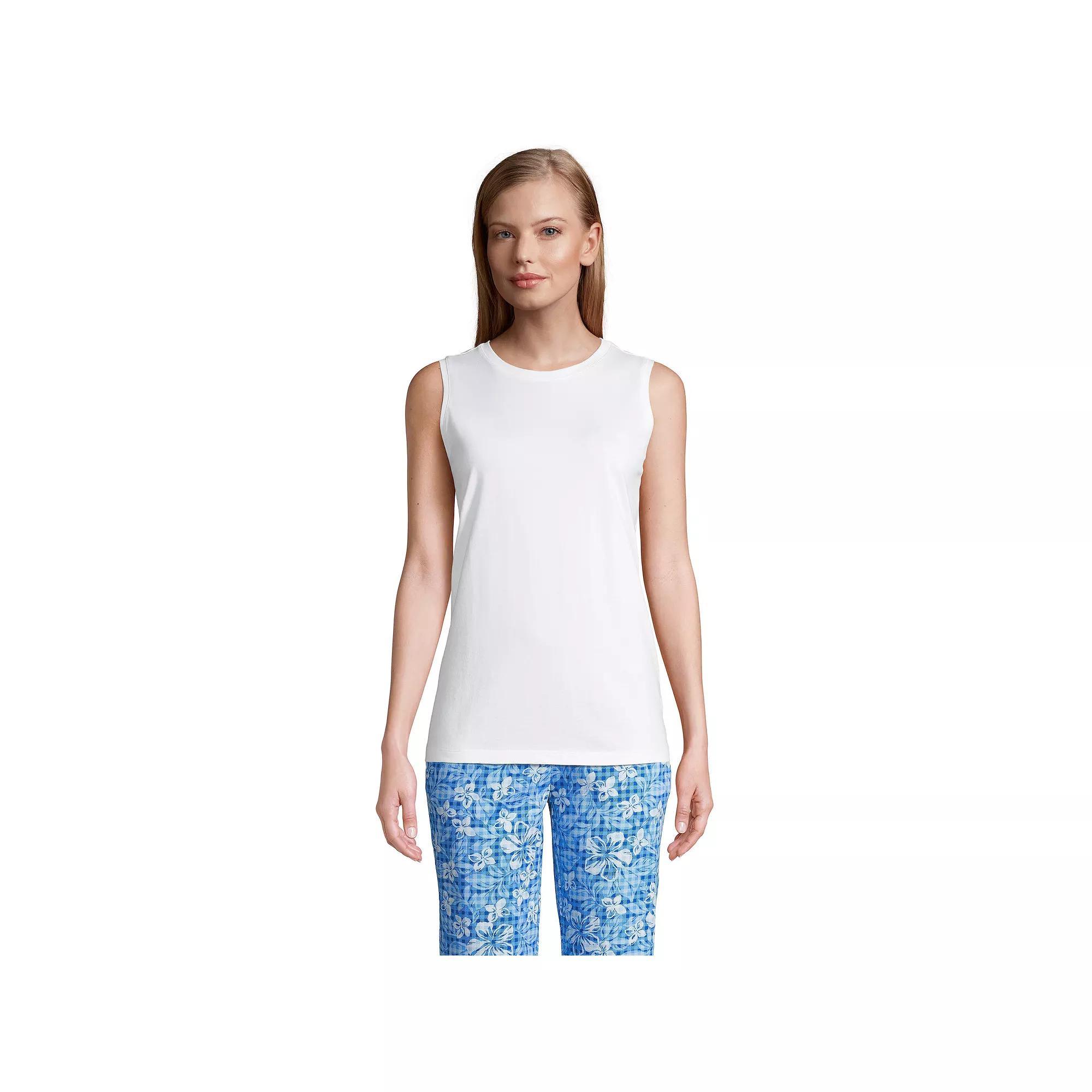 Petite Lands' End Power Performance Tunic Tank Top, Women's, Size: Medium Petite, White Product Image