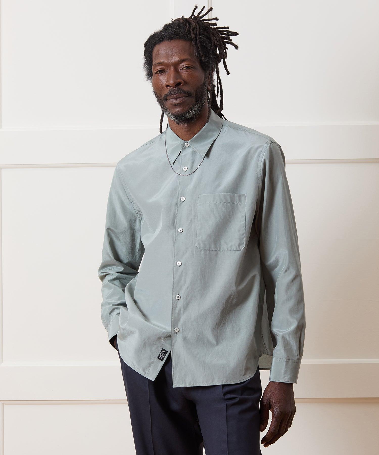 Relaxed Silk-Cotton Point Collar Shirt Product Image