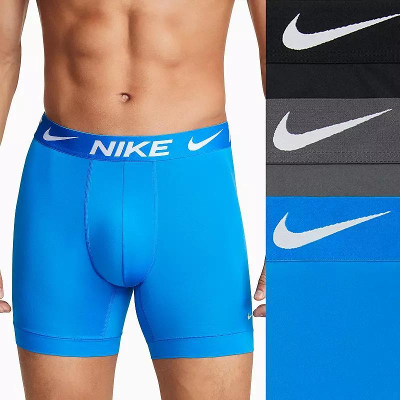 Men's Nike Dri-FIT Essential 3-pack Microfiber Long-Leg Boxer Briefs, Size: Medium, Black Product Image