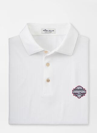 Peter Millar Mens UConn National Champion Solid Performance Jersey Polo | Color: White | Size: S Product Image