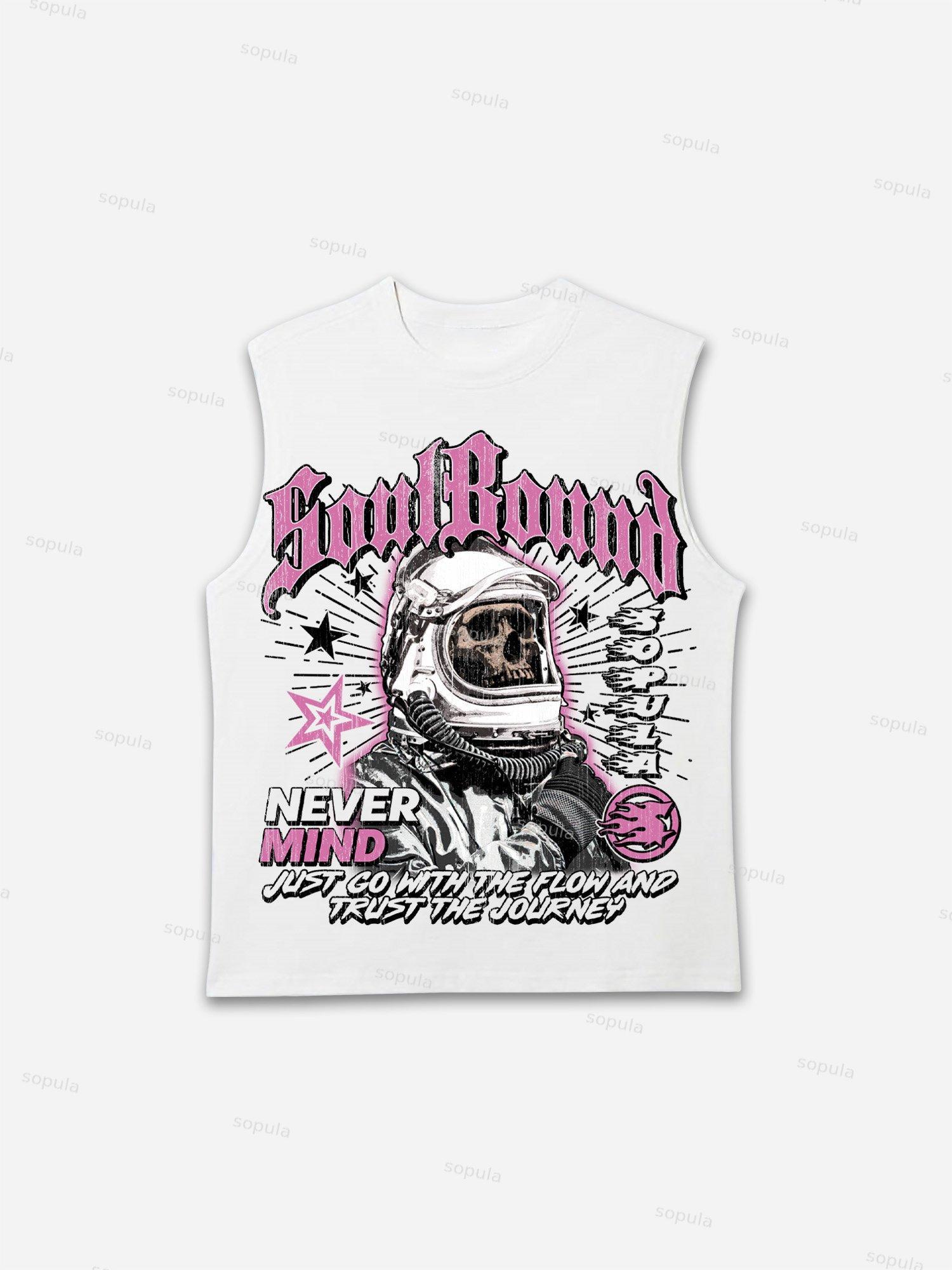 Skull Astronaut Vintage Graphic Tank Top Product Image