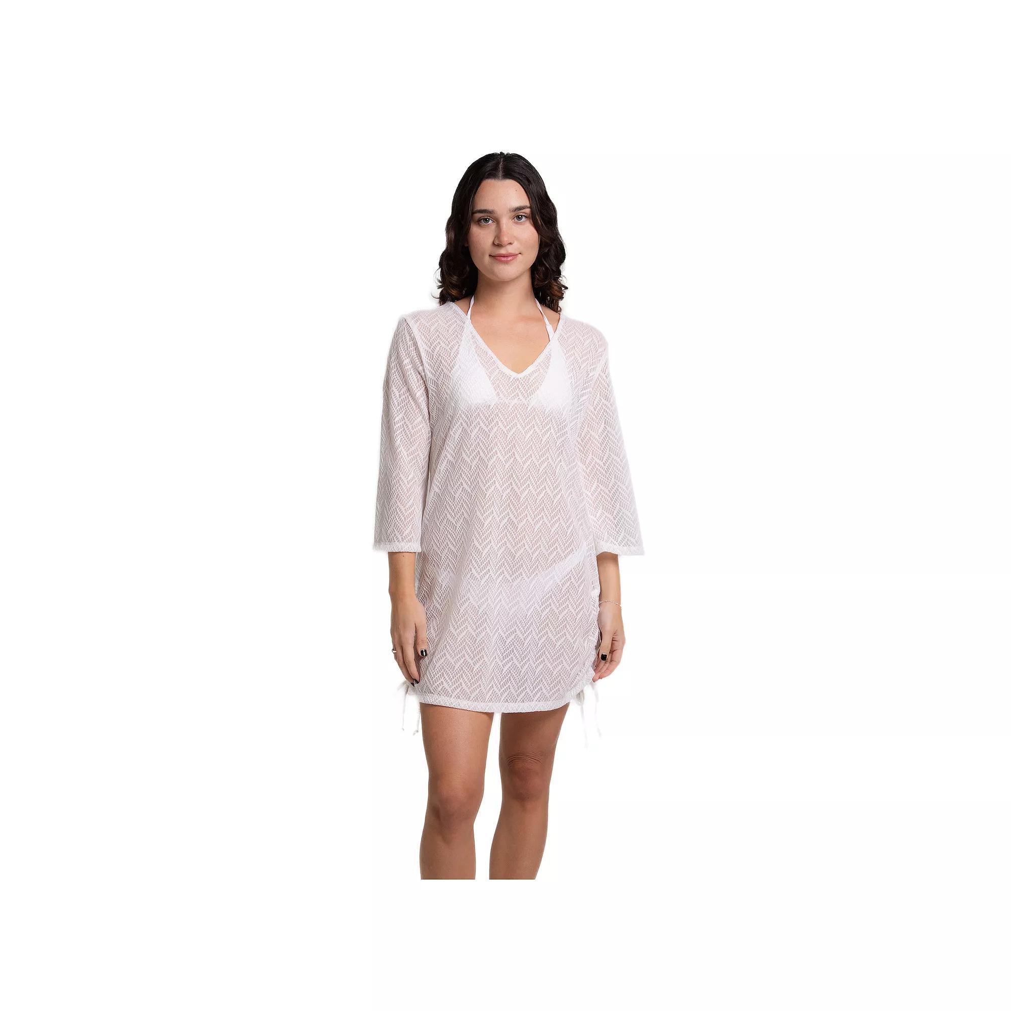Women's Portocruz V-Neck Tunnel Side Tunic Swim Cover Up, Size: Large, Blue Product Image