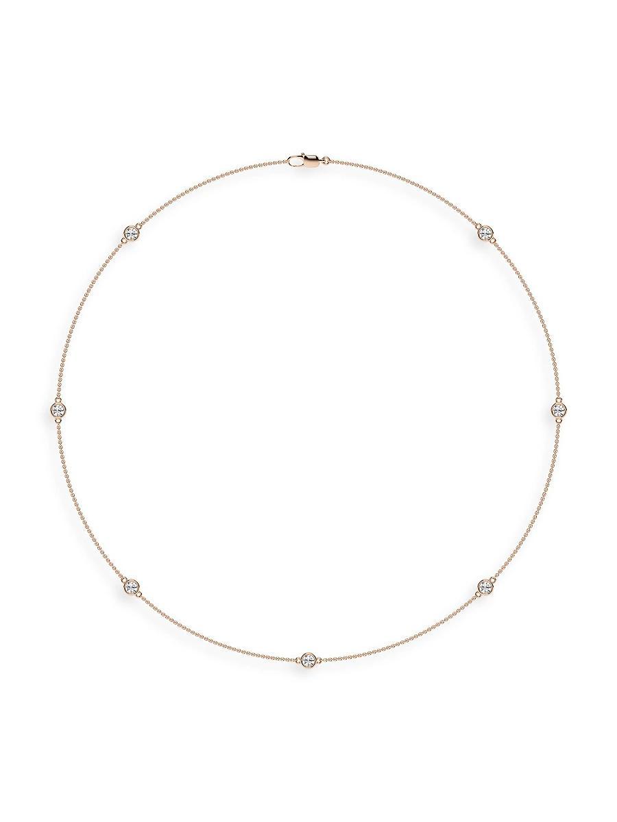 Womens 14K Rose Gold & Lab-Grown 7-Diamond Station Necklace/0.70-2.10 TCW Product Image