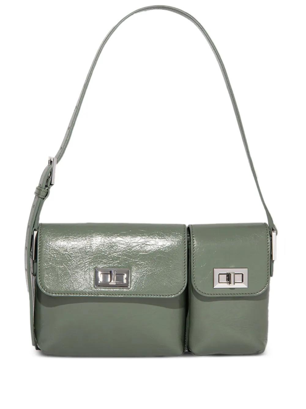BY FAR Billy Leather Creased Shoulder Bag In Green Product Image