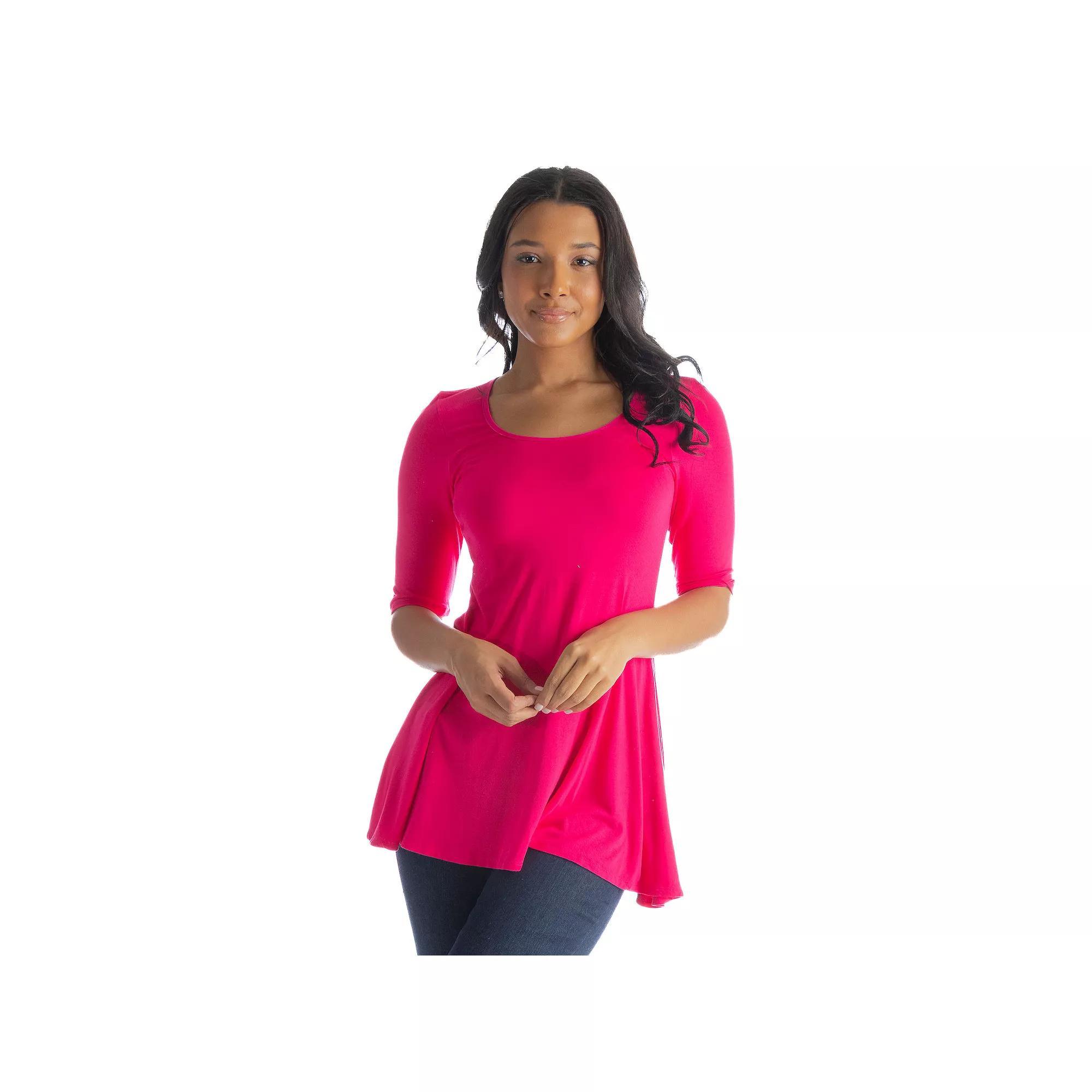 Womens 24Seven Comfort Apparel Elbow Sleeve Swing Tunic Top Product Image