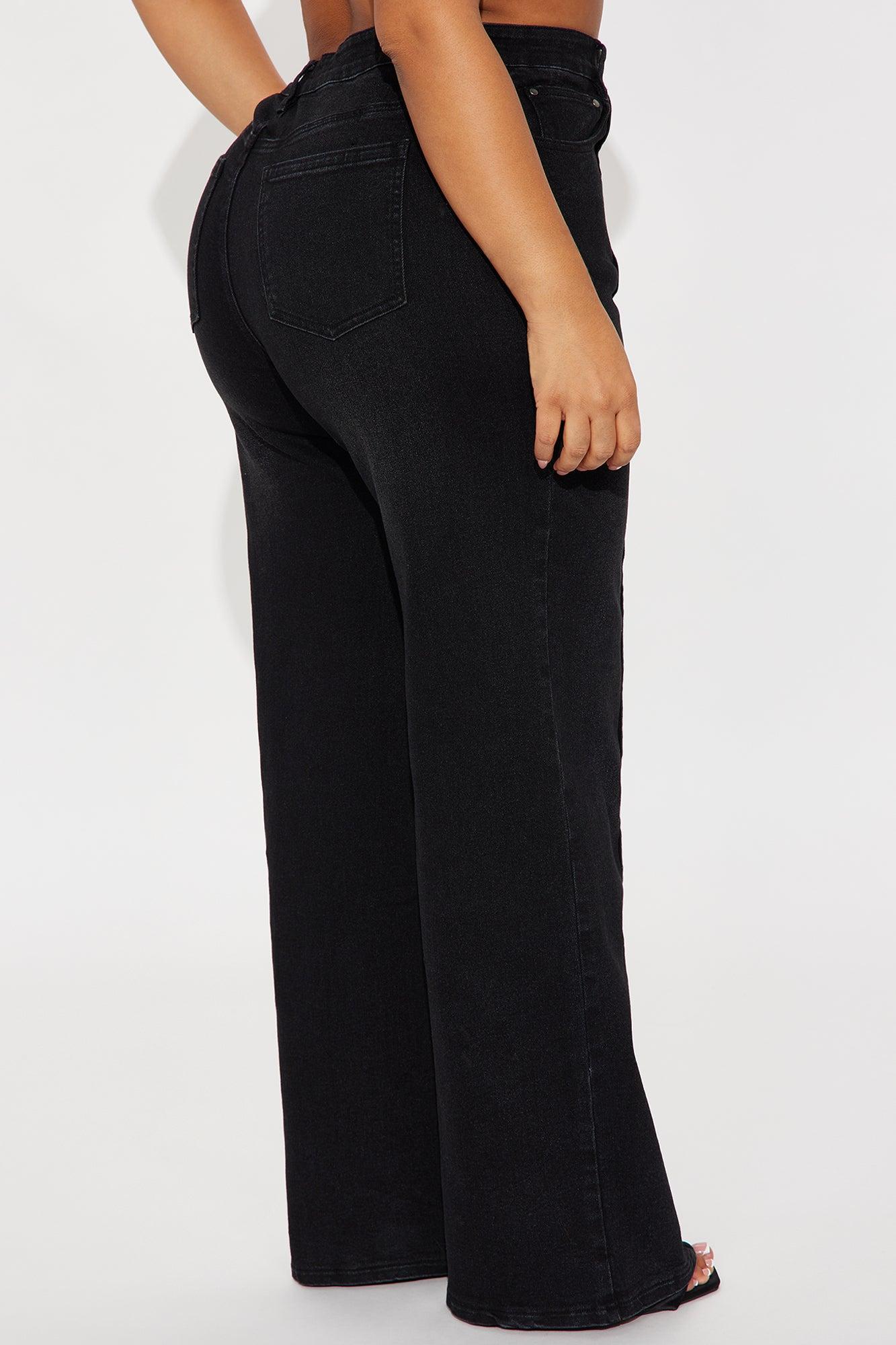 Pintucked Straight Leg Jeans - Black Wash Female Product Image