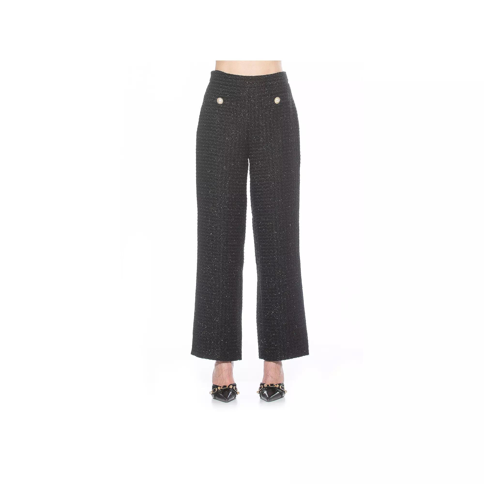 Women's ALEXIA ADMOR Jayden Wide Leg Tweed Pants, Size: 8, Black Product Image