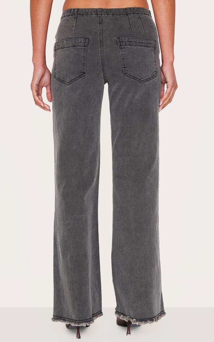 Washed Black Invisible Waistband Low Rise Straight Leg Jeans Product Image