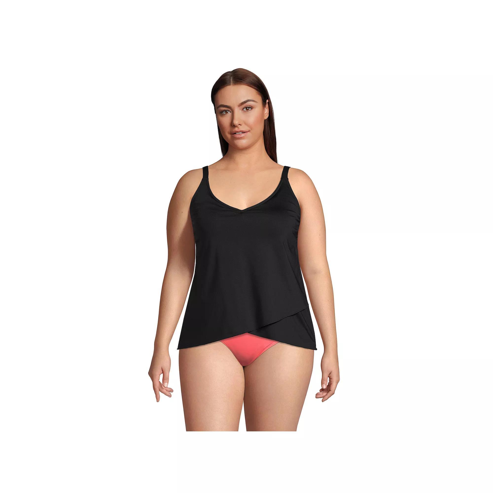 Plus Size Lands' End DDD-Cup Tulip Hem Tankini Swim Top, Women's, Size: 1XL, Rich Olive Green Product Image