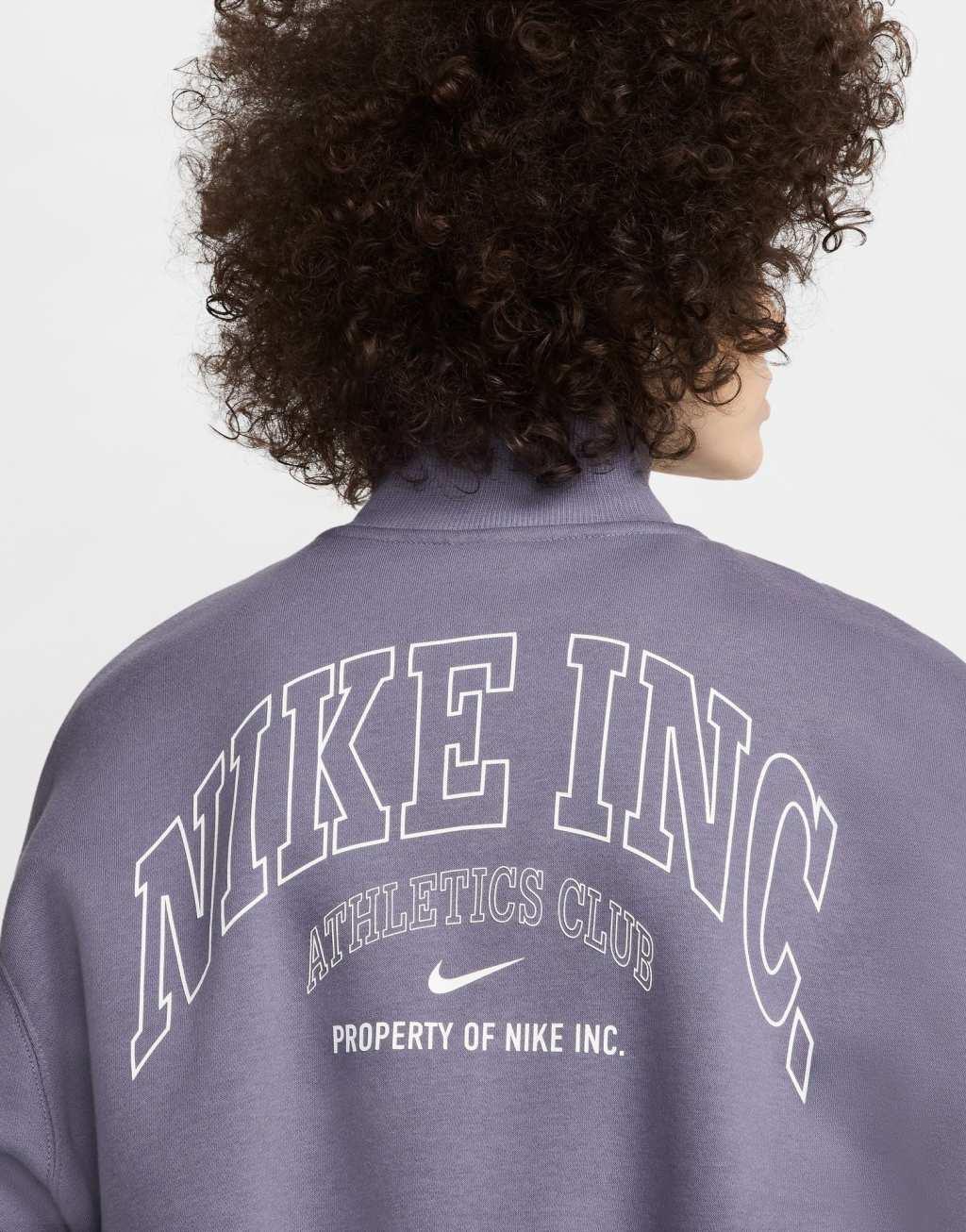 Nike Phoenix fleece sportswear logo cropped quarter zip in purple Product Image