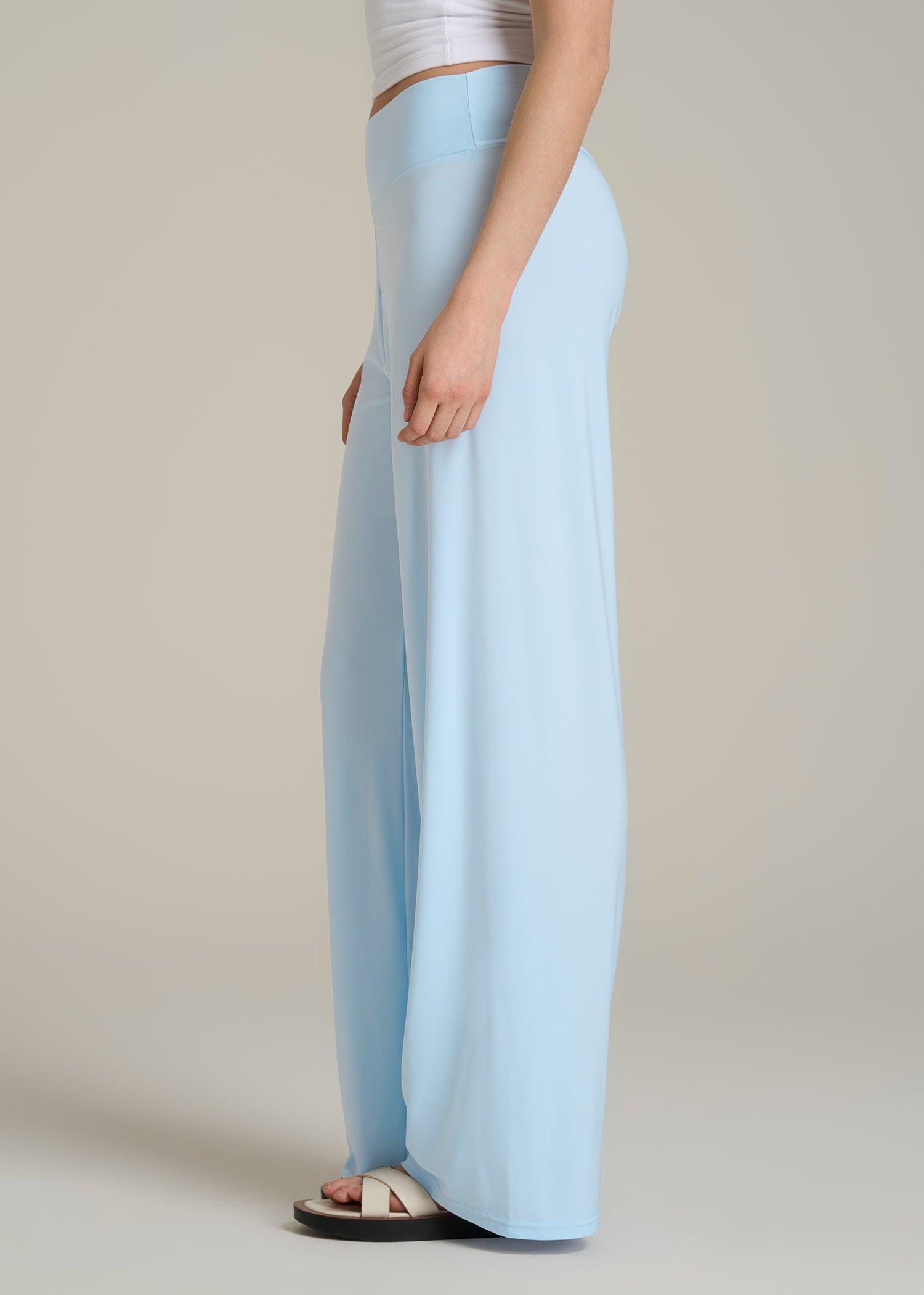 Pull On Breezy Wide Leg Pants for Tall Women in Ice Blue Product Image