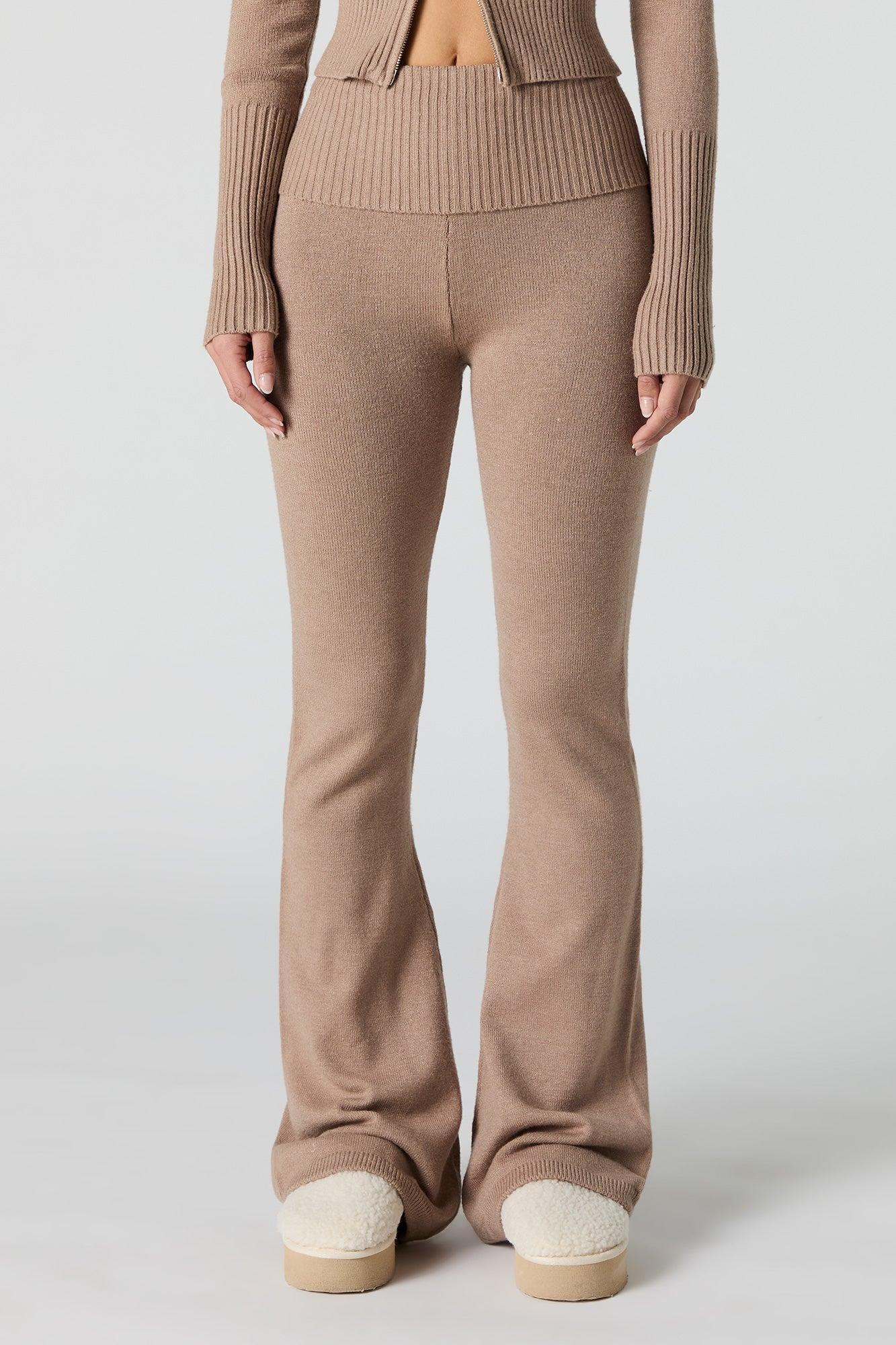 Foldover Waist Flare Knit Pant Female Product Image