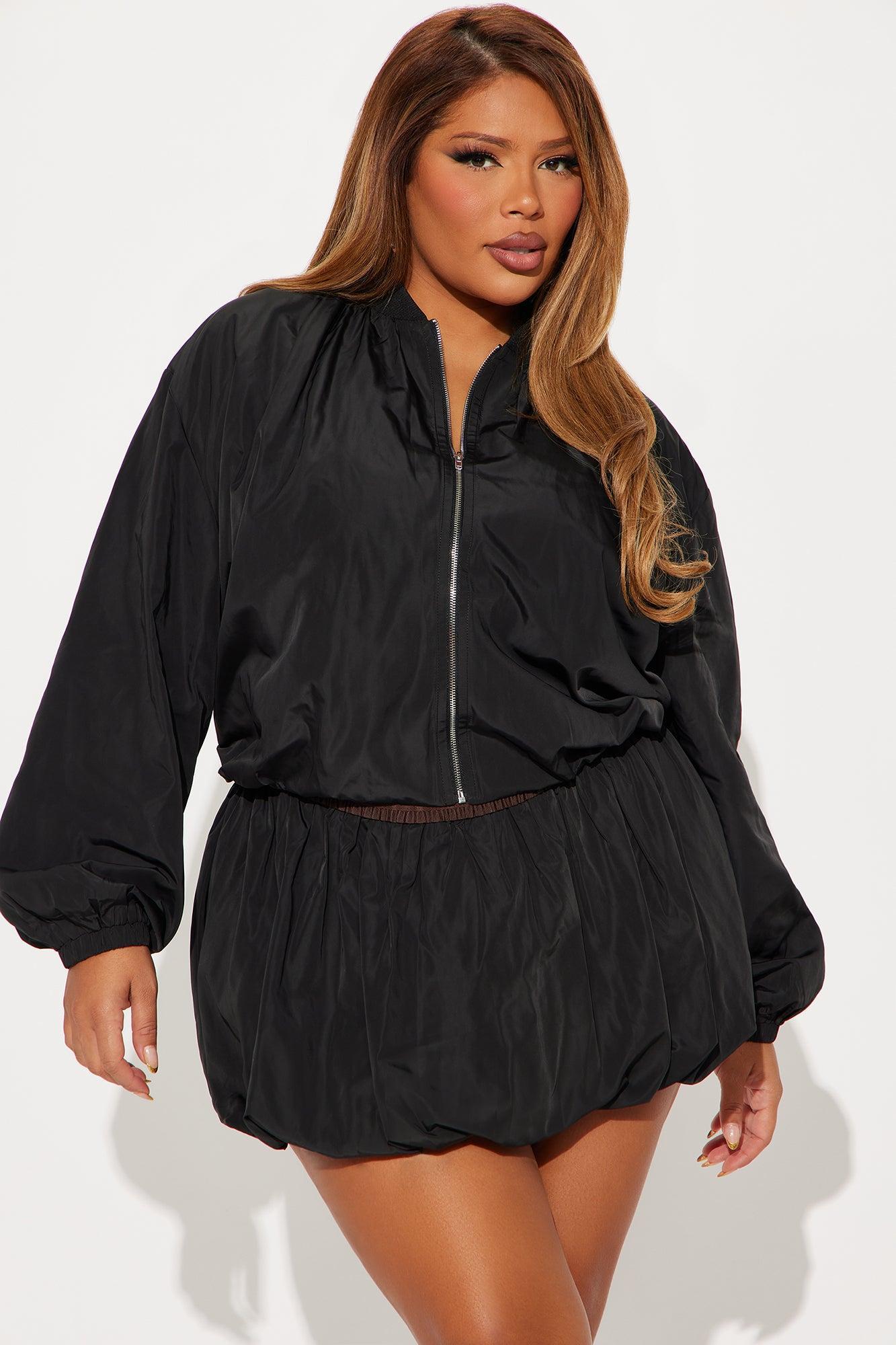 Sporty And Cute Bubble Skirt Set - Black Product Image