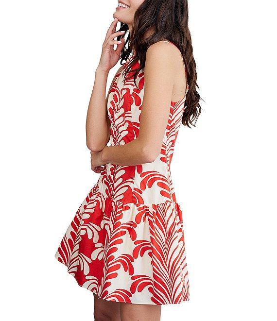 CIEBON Sade Printed High Square Neck Sleeveless Cotton Poplin Mini Dress Product Image