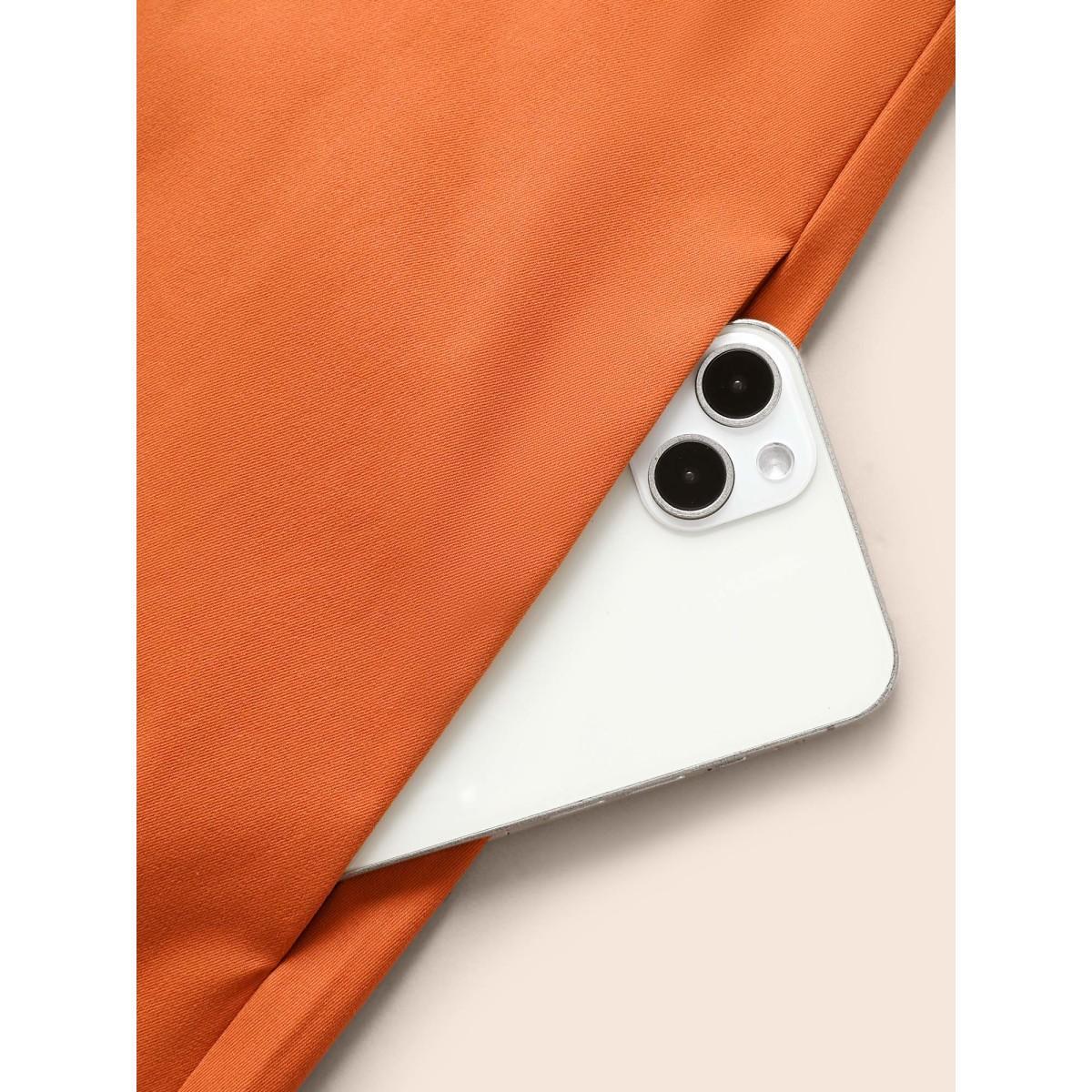 Plus Size Suspender Skirt Style Midi Dress OrangeRed Women Casual Button Non Sleeveless Curvy BloomChic 12/L Product Image
