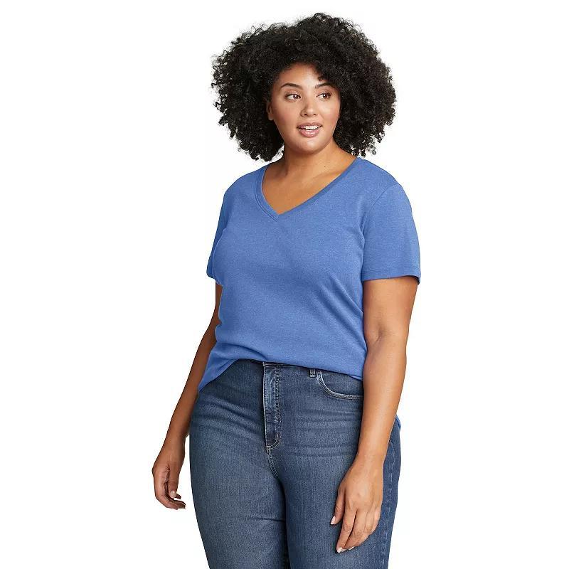 Plus Size Eddie Bauer Short Sleeve Favorite V-Neck Tee, Womens Medium Grey Grey Product Image
