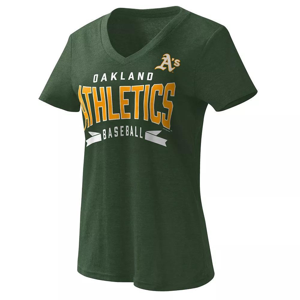 Women's G-III 4Her by Carl Banks Green Oakland Athletics Dream Team V-Neck T-Shirt, Size: Small Product Image