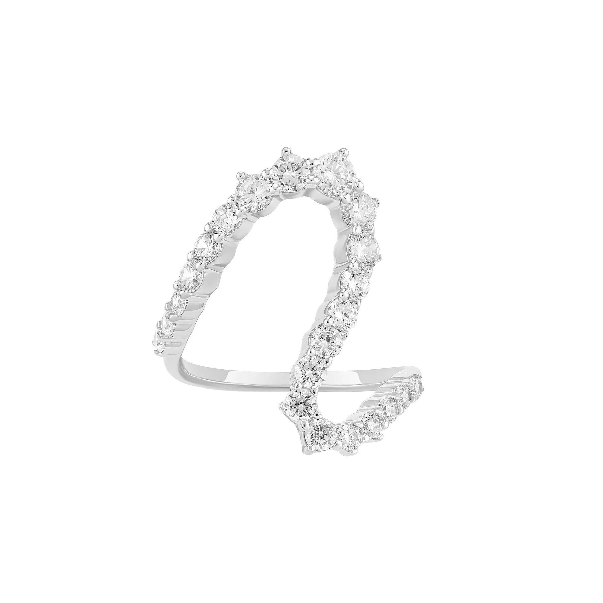 PRIMROSE Sterling Silver Cubic Zirconia Swirl Ring, Women's, Size: 9, Sterling Clear Product Image