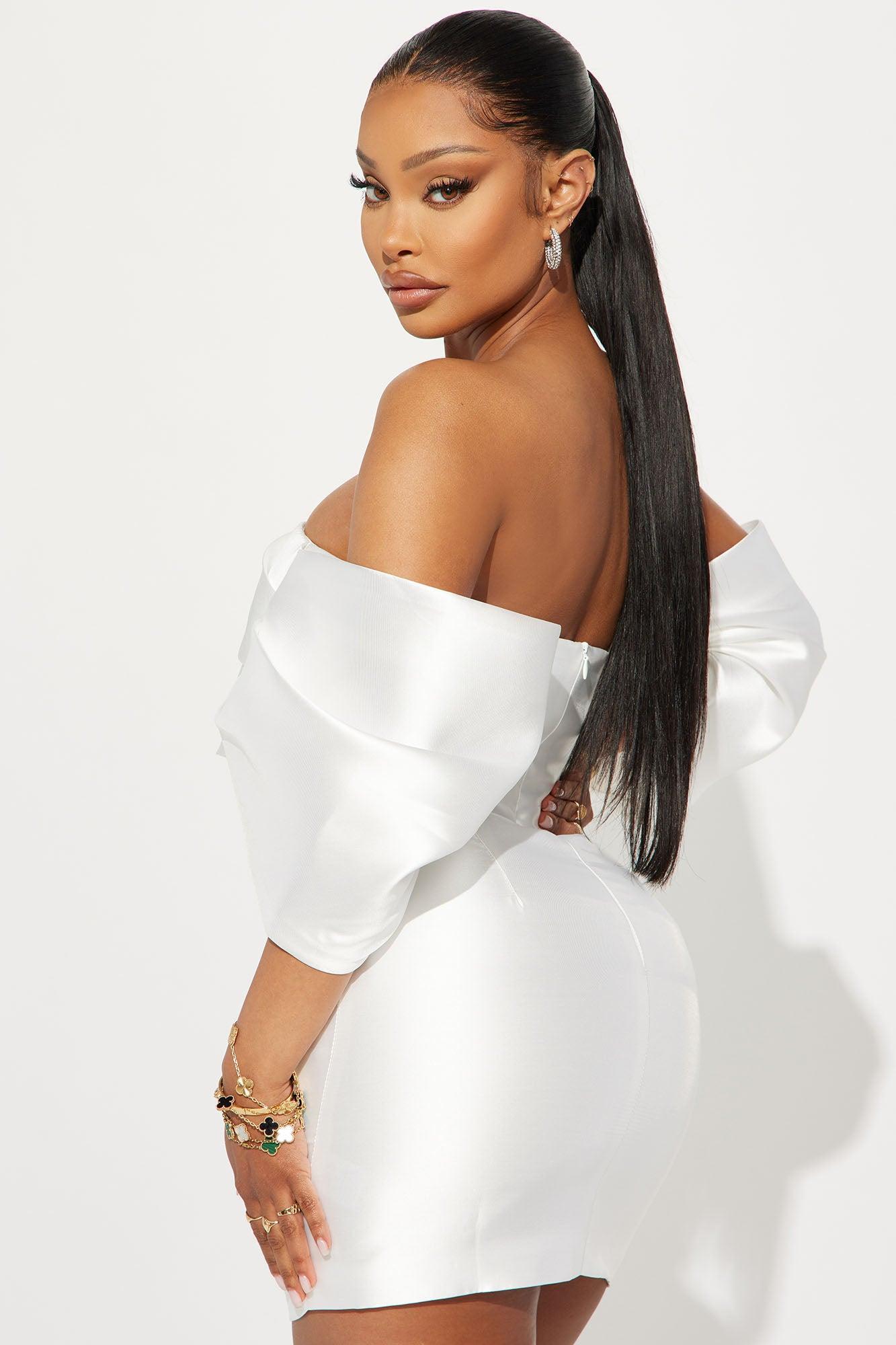 Allison Taffeta Mini Dress - White Product Image