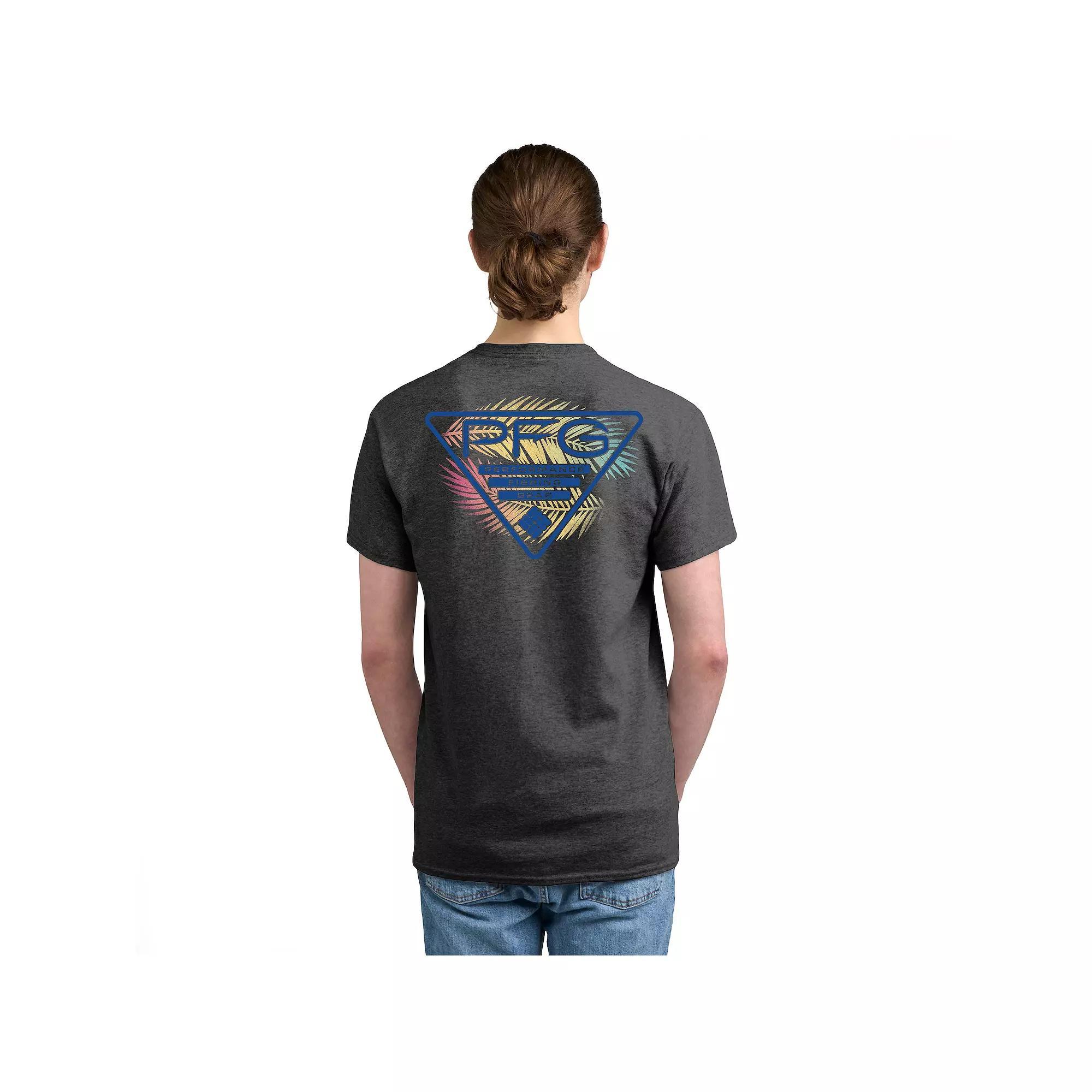 Mens Columbia PFG Print Short Sleeve Graphic Tee Grey Truck Product Image