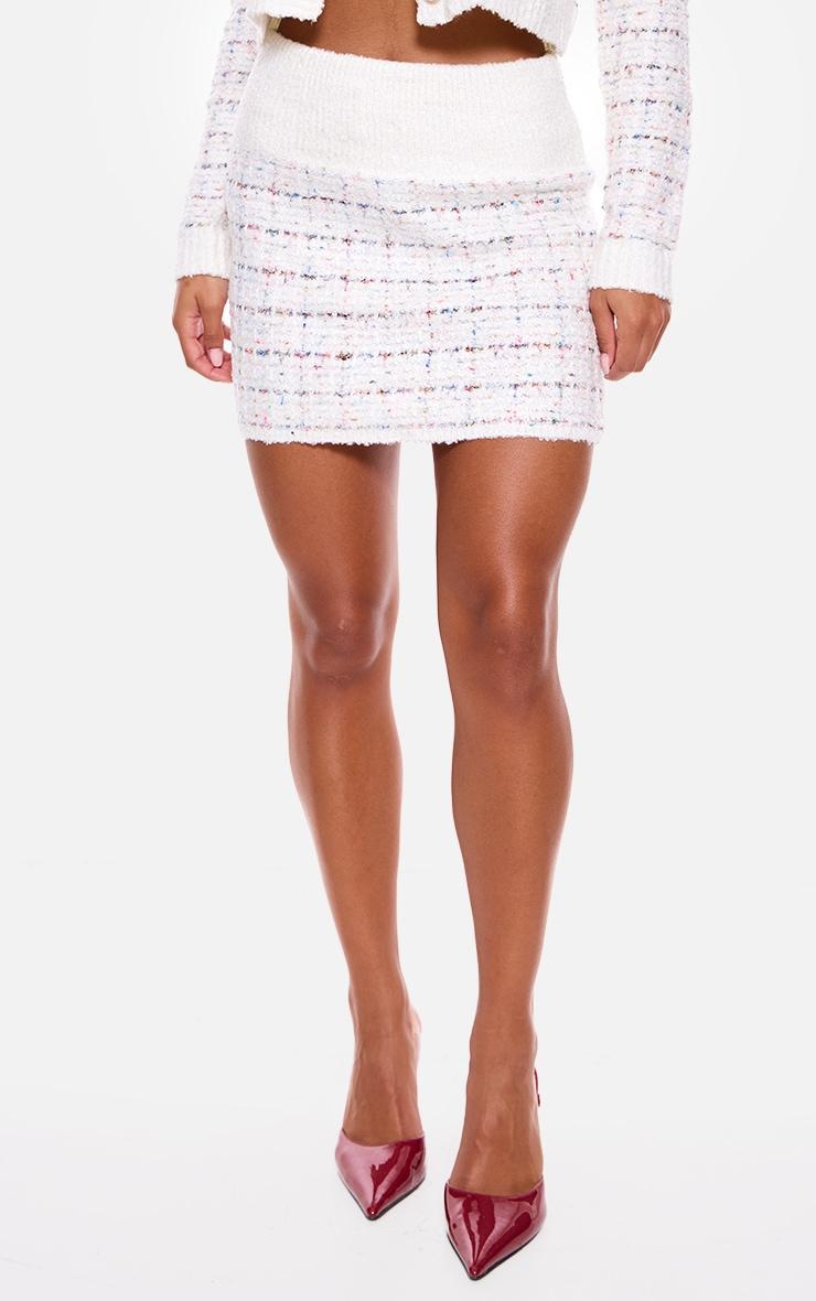 Multi Contrast Boucle Knit Mini Skirt Product Image