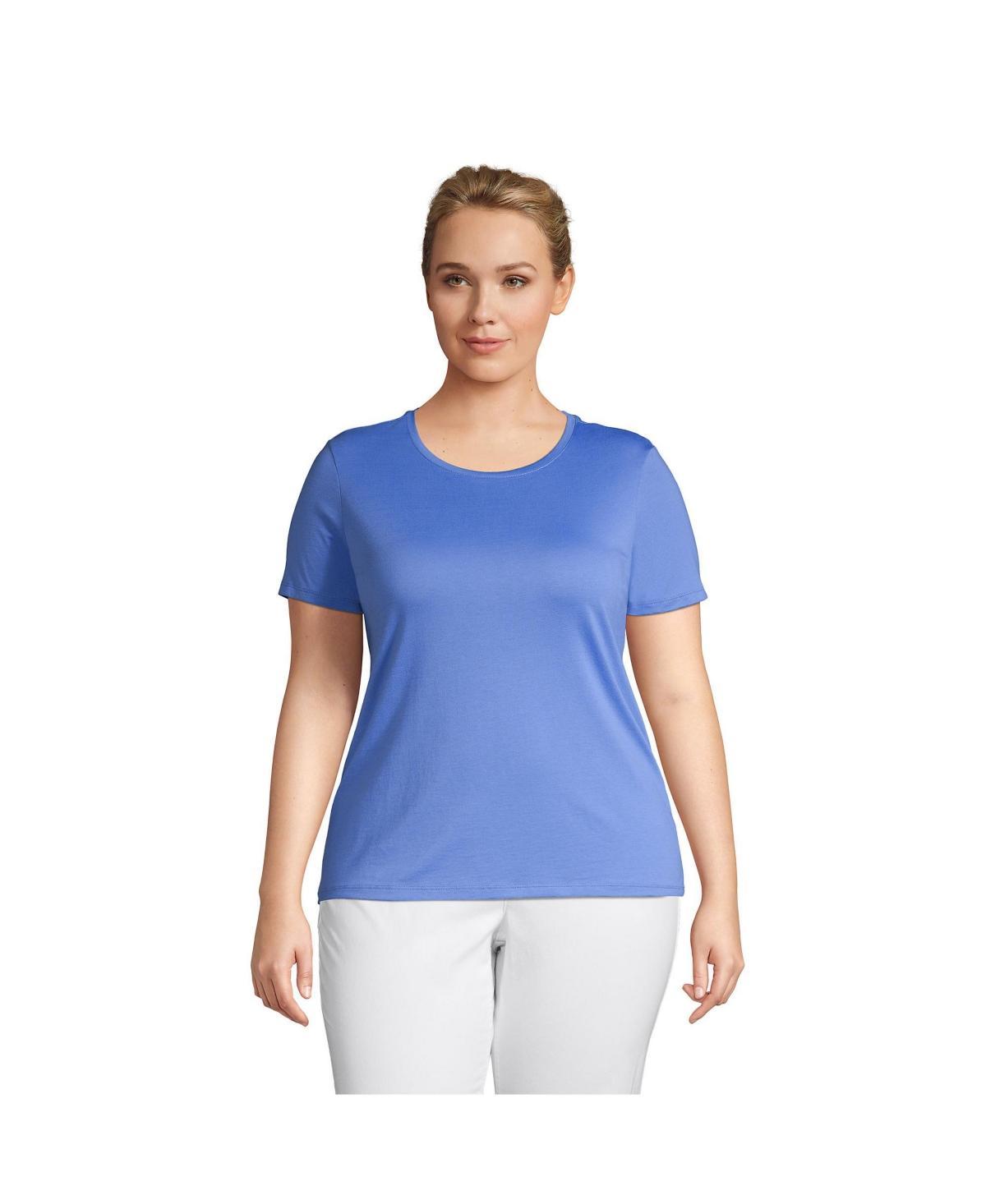 Plus Size Lands' End Relaxed Supima Cotton Crewneck Tee, Women's, Size: 3XL, White Product Image
