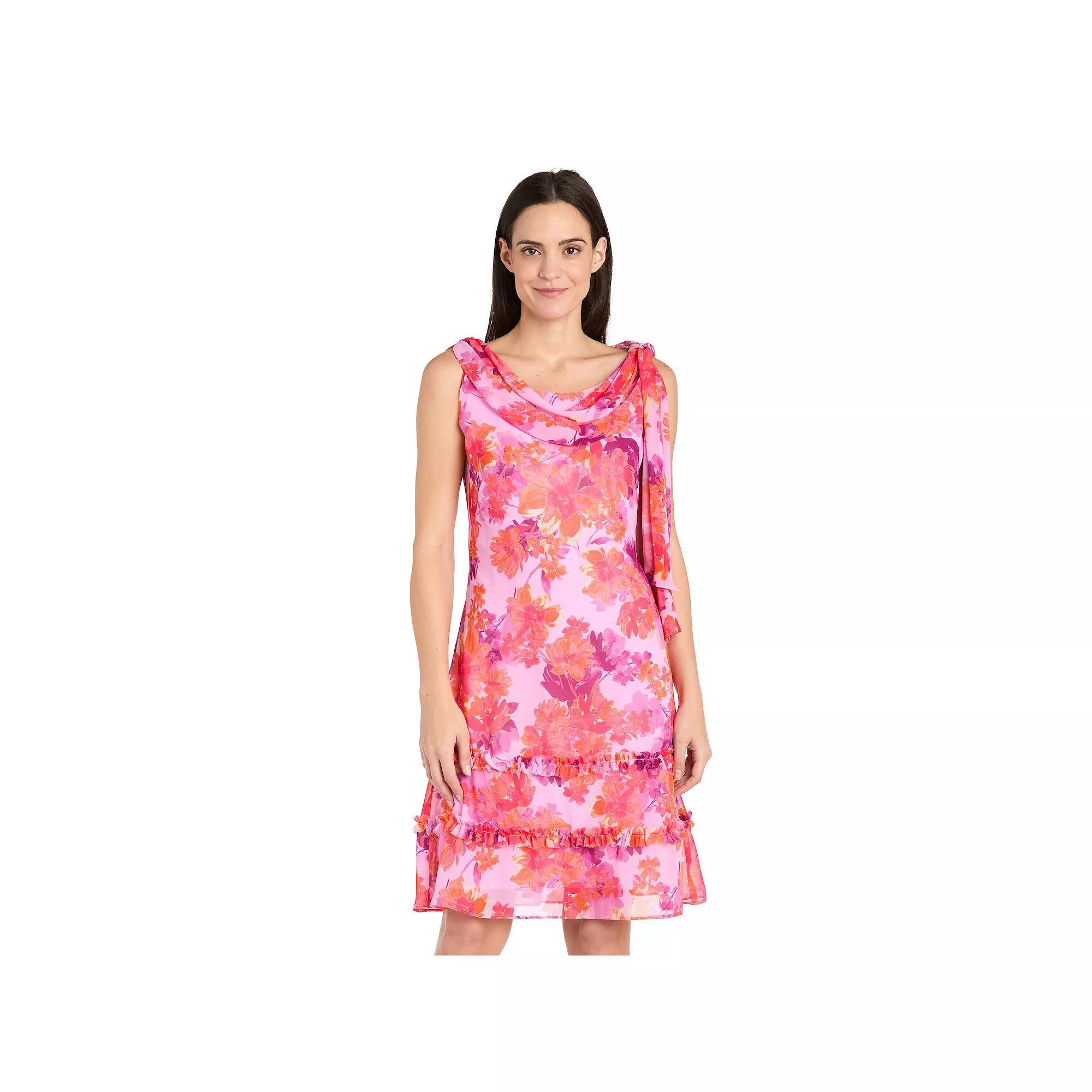 Womens R&M Richards Side Tie Ruffle Trim Detail Dress Lilac Pink Product Image