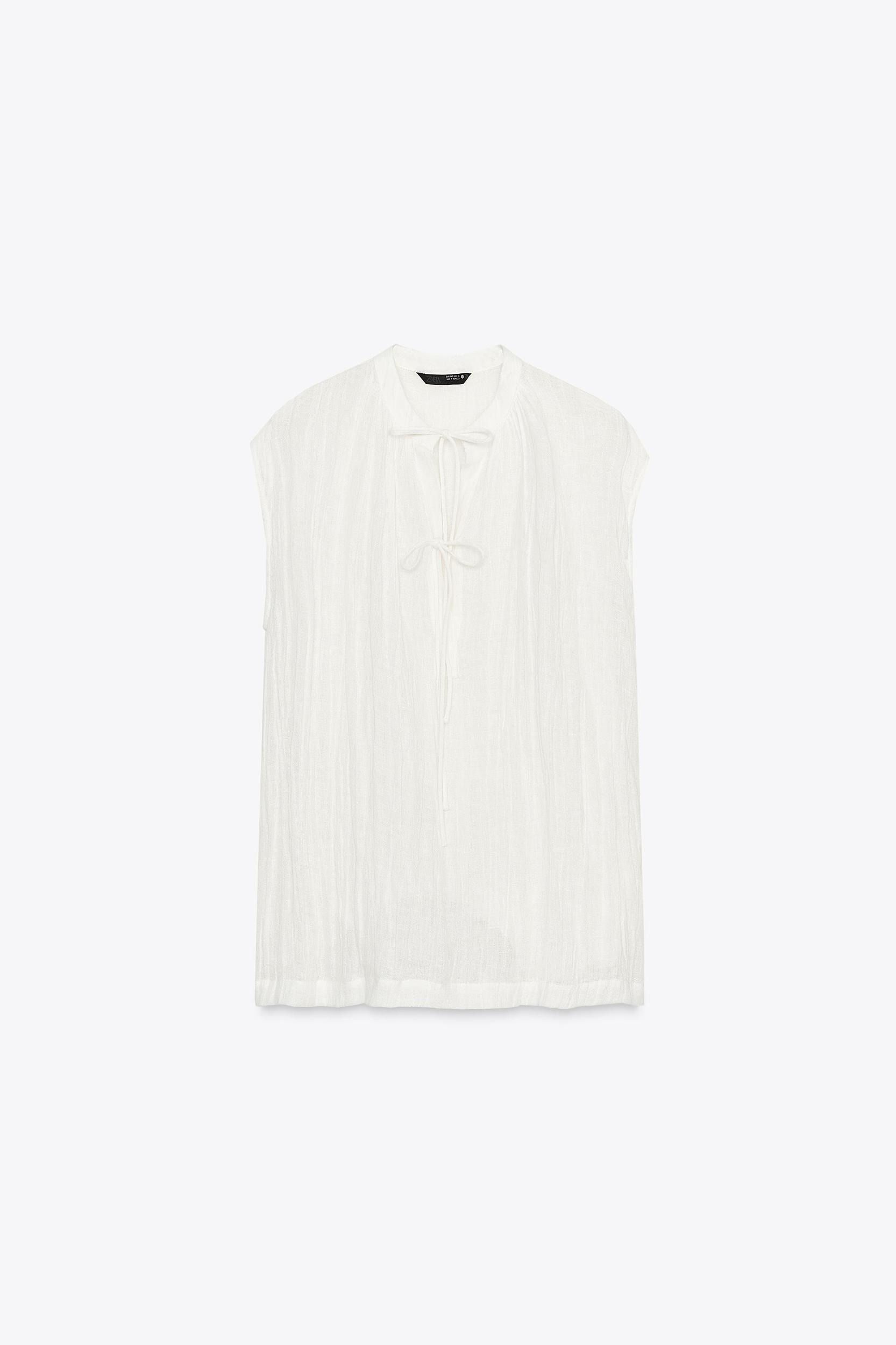 ZW COLLECTION LINEN BLOUSE WITH TIES Product Image