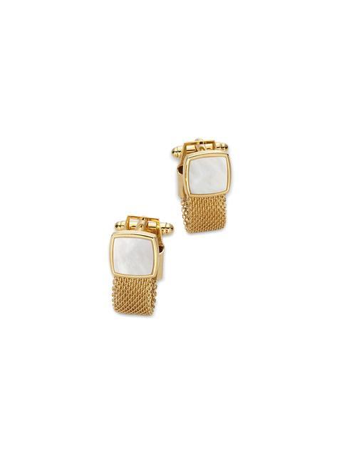 Mother of Pearl Mesh Wrap Cufflinks - Gold Product Image