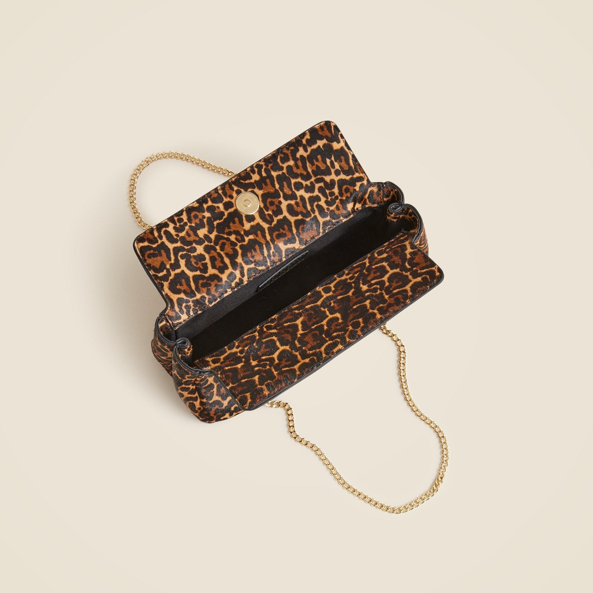 Chain-strap bag in leopard-print calf hair Product Image