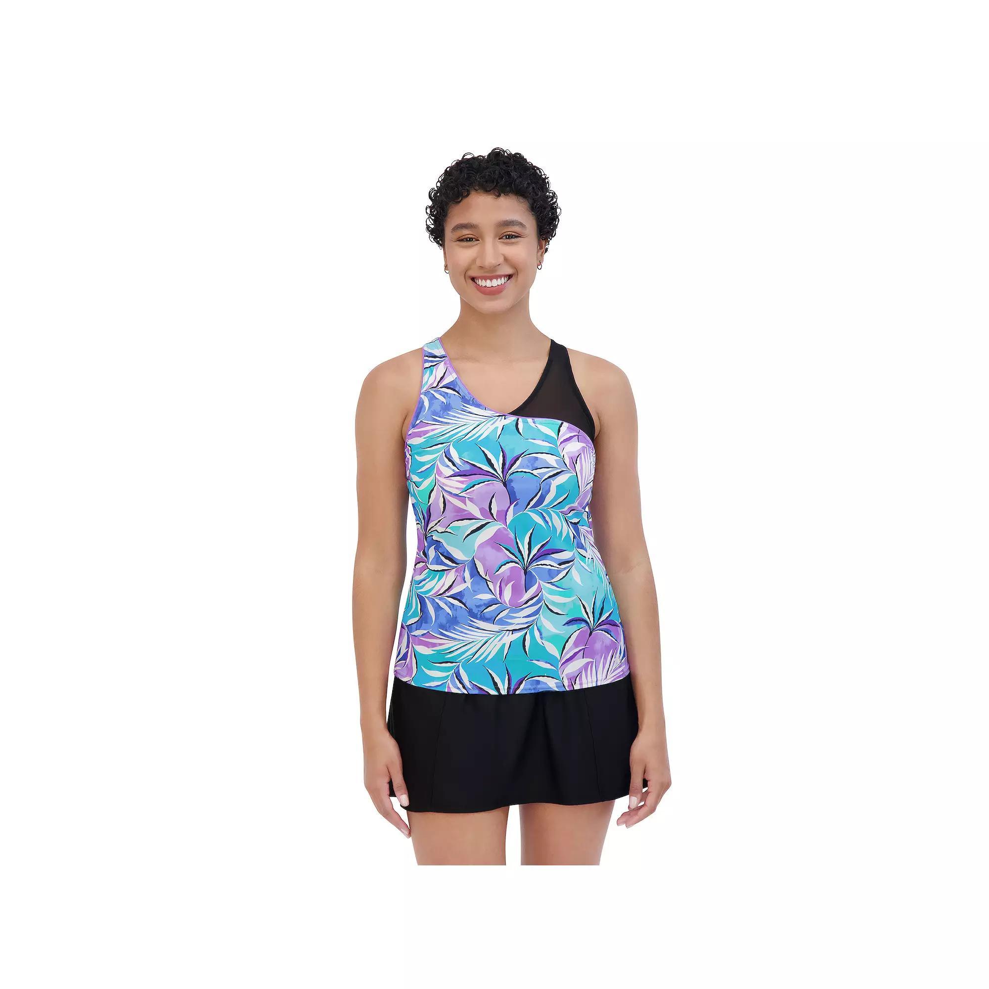 Women's ZeroXposur Tendril Highline Tankini Swim Top, Size: Medium, Purple Product Image