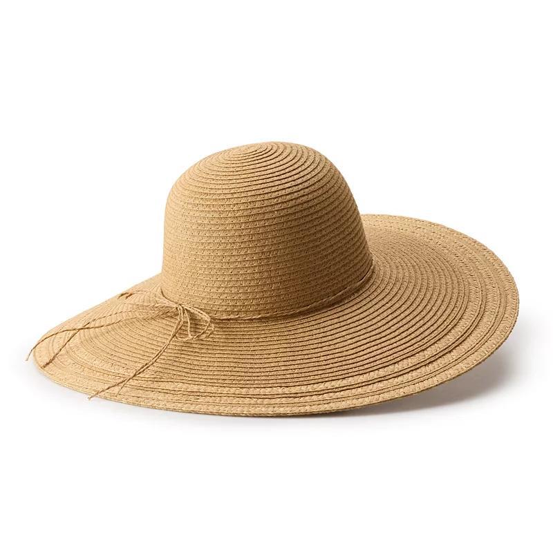 Women's Sonoma Goods For Life® Striped Contrast Brim Straw Floppy Sun Hat, Natural Product Image