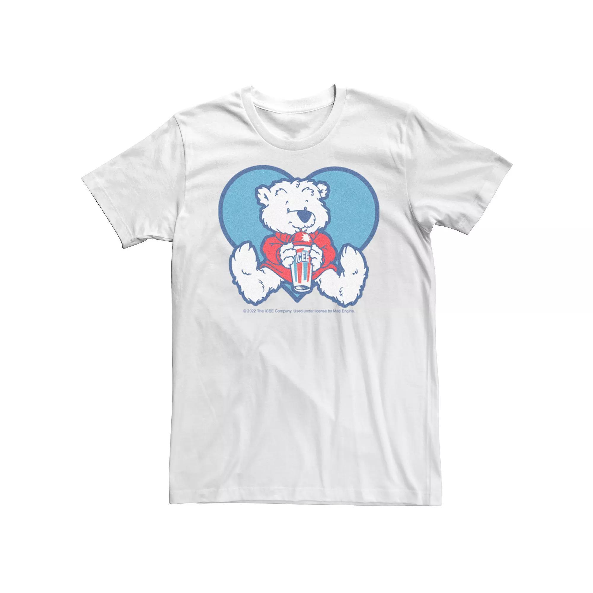 Men's ICEE Blue Heart Polar Bear Tee, Size: Small, White Product Image