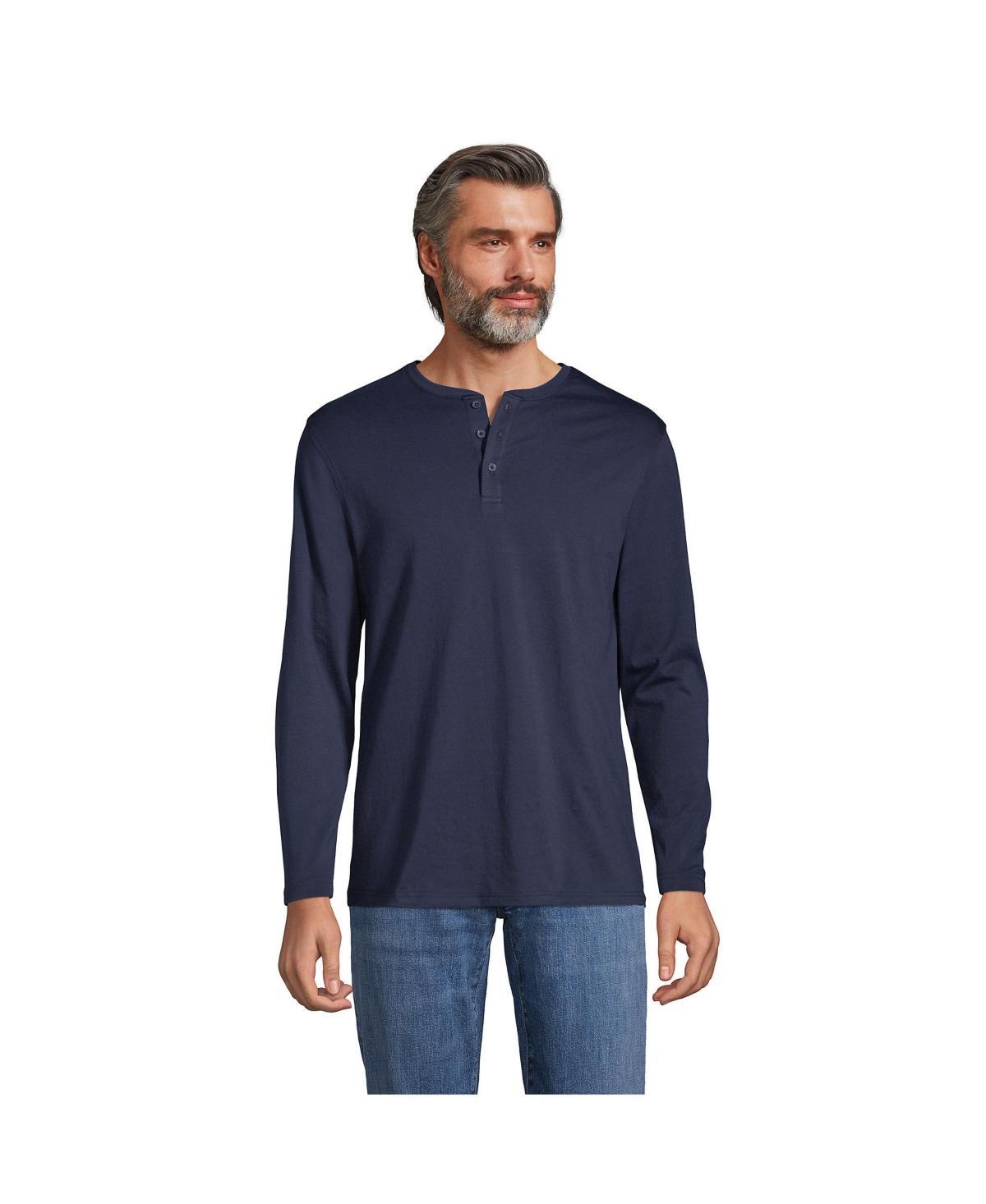 Men's Lands' End Long Sleeve Supima Jersey Henley Top, Size: Large, Radiant Blue Product Image