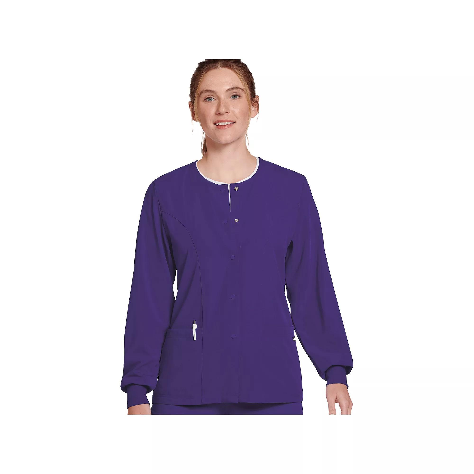 Women's Jockey® Scrubs Classic Round Neckline Snap Jacket 2356, Size: 2XL, Silver Product Image