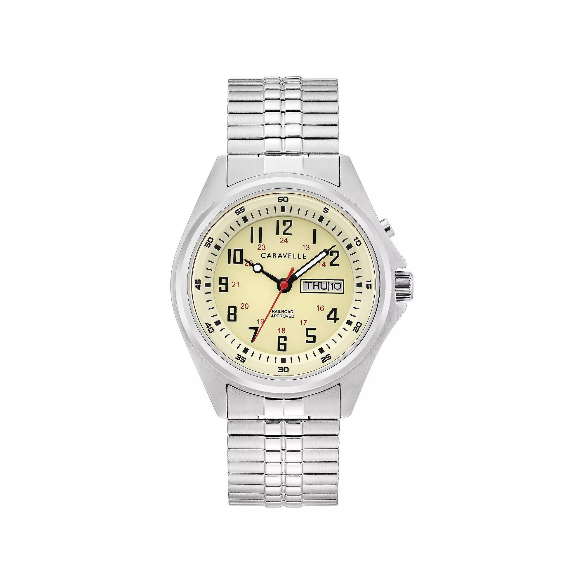 Caravelle by Bulova Men's Stainless Steel Expansion Band Watch - 43C124, Size: Large, Silver Tone Product Image