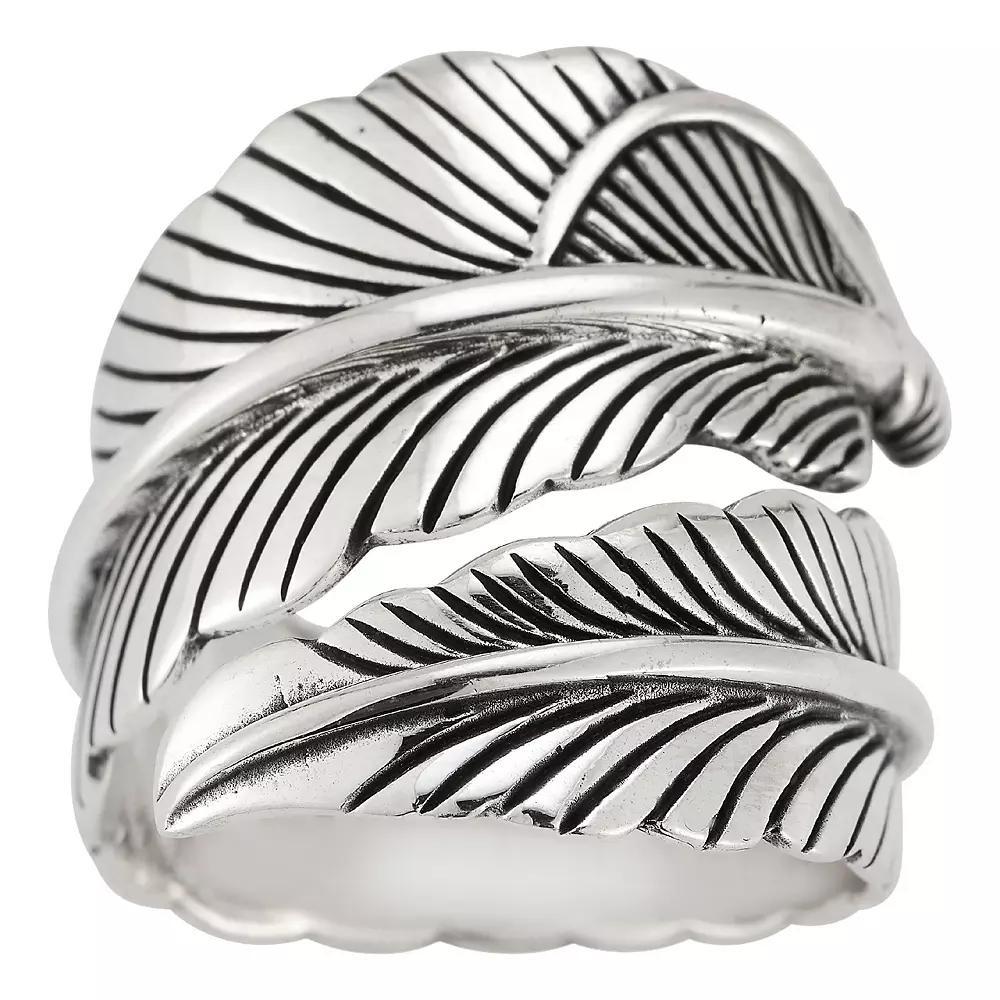Menster Sterling Silver Oxidized Feather Ring, Men's, Size: 9 Product Image