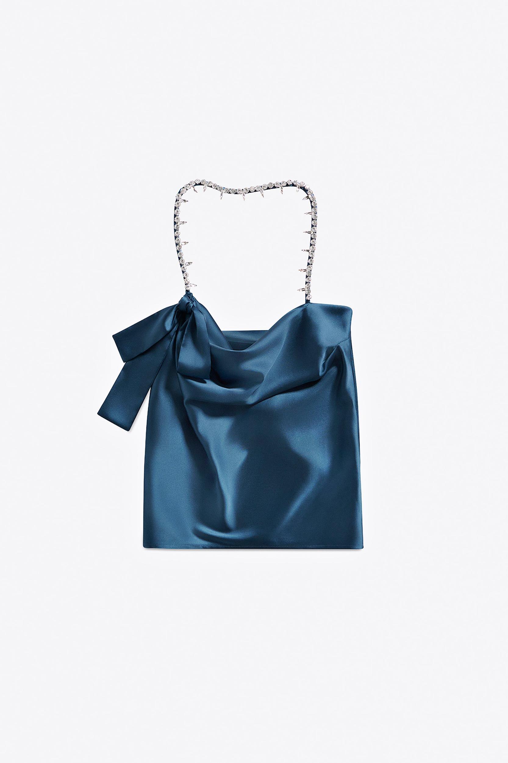 Crystal Embellished Satin Halter Top Product Image