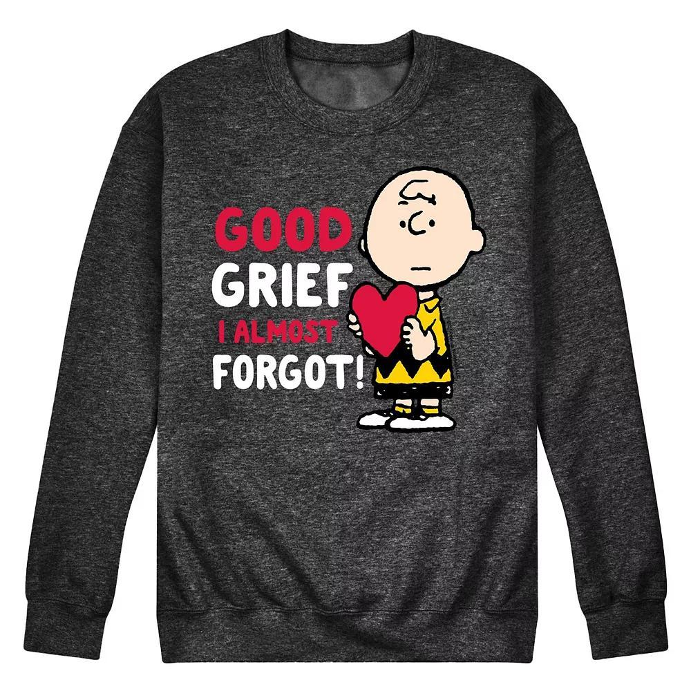 Mens Peanuts Good Grief Forgot Fleece Sweatshirt Heather Grey Product Image