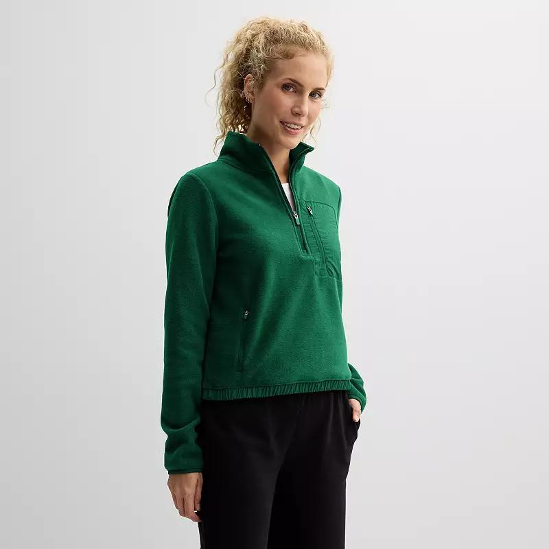 Women's Tek Gear® Mixed Media Micro Fleece Popover, Size: XXL, Mineral Black Product Image