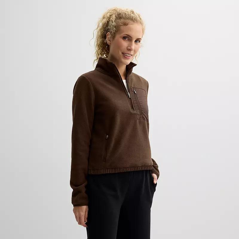 Women's Tek Gear® Mixed Media Micro Fleece Popover, Size: XXL, Mineral Black Product Image